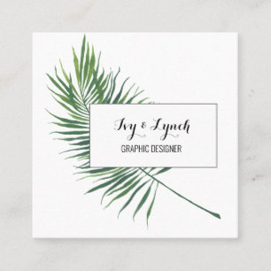 Square Business Card Tropical Leaf