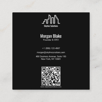 Square Business Card with Minimalist Dark Design