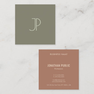 Square Business Cards Monogram Initial Elegant
