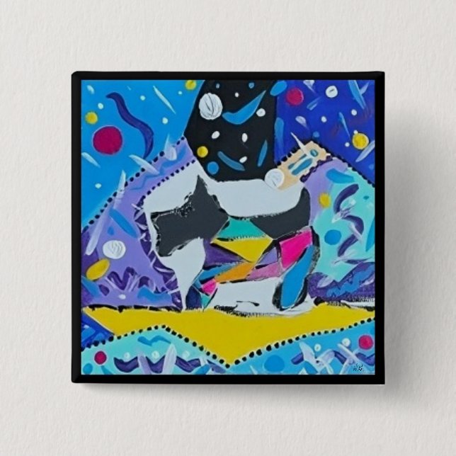 Square Button with Schnauzer  (Front)
