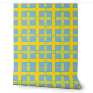 Square Check Pattern Blue Yellow Green  Wallpaper