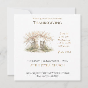 Square Christian Thanksgiving Gates Invitation