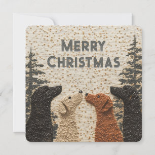 Square Christmas Card Cute Labrador Dogs 