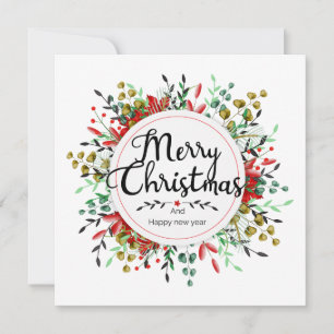 Square Christmas Card Flower Wreath