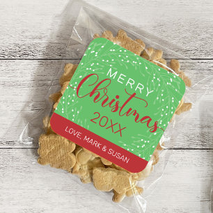 Square Christmas Stickers (Green)