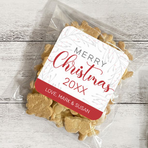 Square Christmas Stickers (White)