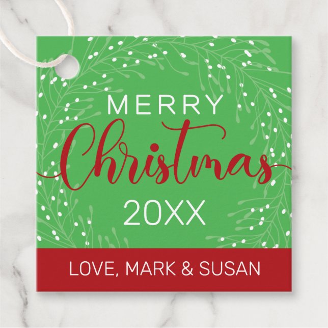 Square Christmas Tag (Green) (Front)