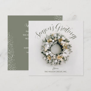 Square Christmas Wreath Business Holiday Card