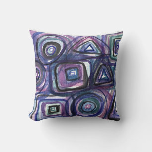 Square & Circles Retro Water Colour Pillow