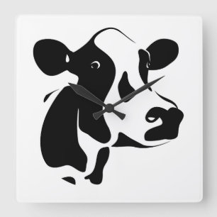 Square Clock-Cow Square Wall Clock