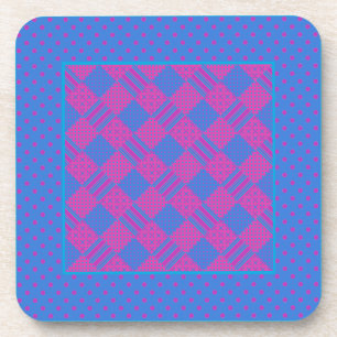 Square Coasters: Magenta and Blue Faux-Patchwork Coaster