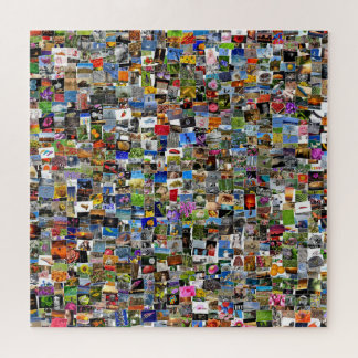 Square collage of photos and pictures design, jigsaw puzzle