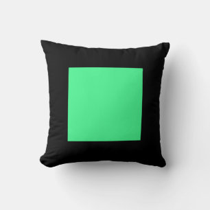 Square Colours - Mint Green on Black Cushion