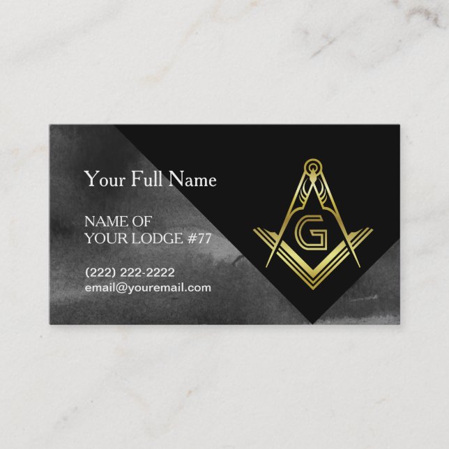 Square & Compass Business Cards for Freemasons (Front)