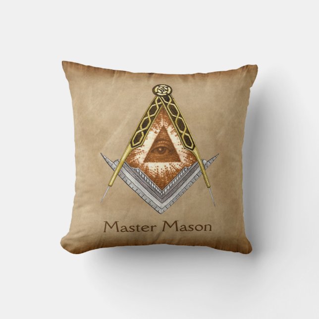 Square & Compass with All Seeing Eye Cushion (Front)