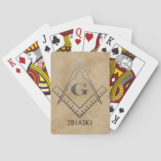 Square & Compass with Inset G - Ombre Playing Cards