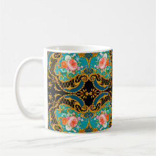 Square composition with pink and orange flowers 1 coffee mug