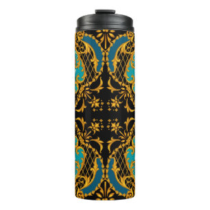 Square composition with pink and orange flowers 1 thermal tumbler