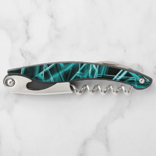 Square corners and 'neon' cyan or sky blue spots corkscrew