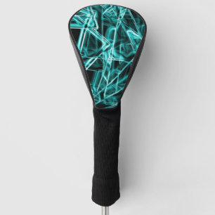 Square corners and 'neon' cyan or sky blue spots golf head cover