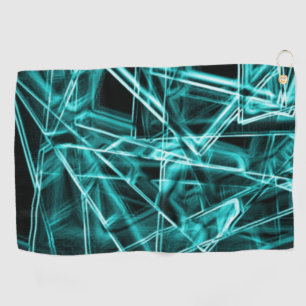 Square corners and 'neon' cyan or sky blue spots golf towel