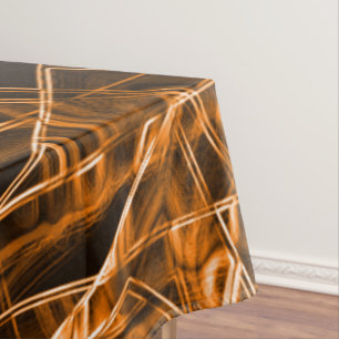 Square corners and 'neon' orange spots tablecloth