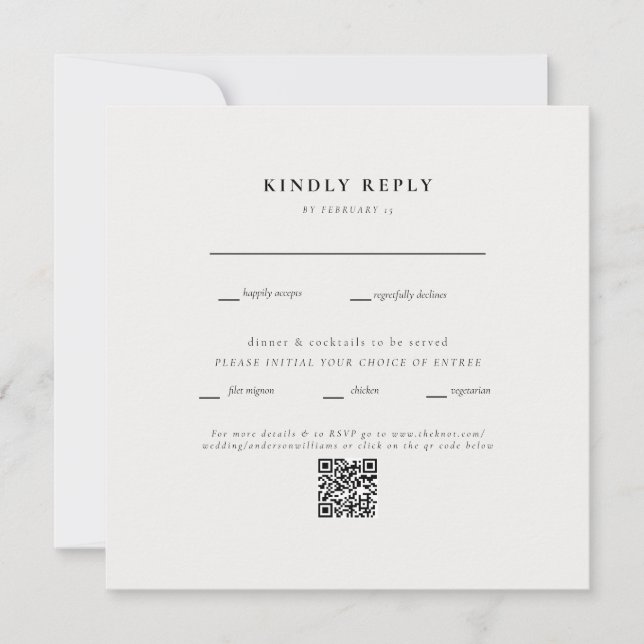 Square Cream Wedding QR Code II RSVP (Front)