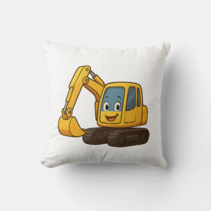Square cushion with yellow digger design