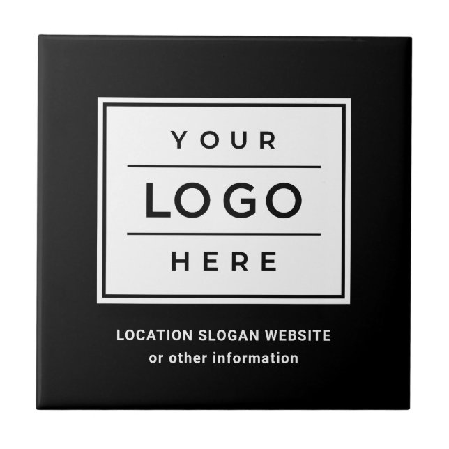 Square Custom Black Business Logo Company Branded Tile (Front)