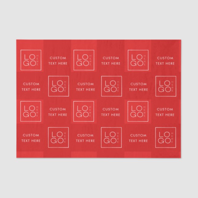 Square Custom Business Logo Valentine's Day Red Tissue Paper (Front)