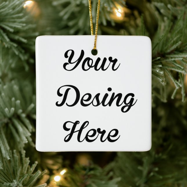 Square Custom Christmas Ceramic Ornament (Tree)
