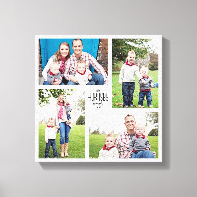 Square Custom Family 4-Photo Canvas Print (Front)