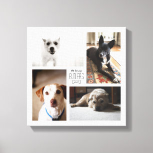 Square Custom Family Pet 4-Photo Canvas Print
