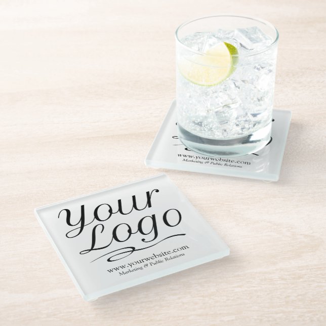 Square Custom Glass Coaster with Your Company Logo (Angled)