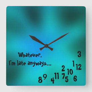Square custom green, blue clock