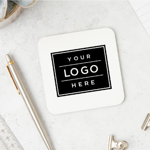 Square Custom White Business Logo Company Branded Coaster