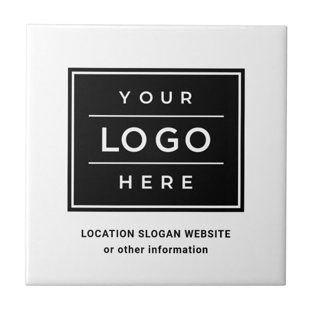 Square Custom White Business Logo Company Branded Tile (Front)