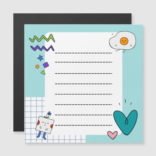 Square Cute Doodle Cartoon Memo Notes (Front/Back)