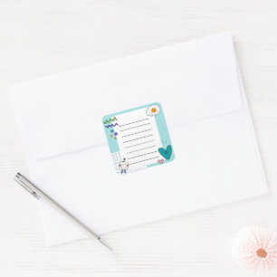 Square Cute Doodle Cartoon Memo Notes Sticker