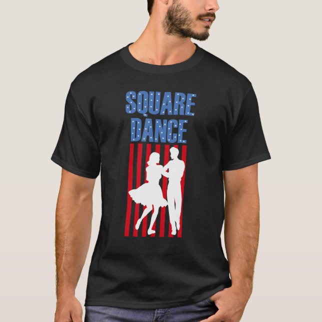 Square Dance American Patriotic Flag Western T-Shirt (Front)