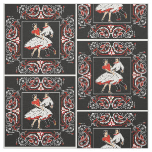 Square Dance Couple Red And Black  Bandanna 2 Fabric