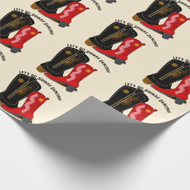 Square Dance Cowboy Boots Wrapping Paper (Corner)