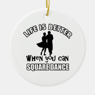 square Dance Designs Ceramic Tree Decoration