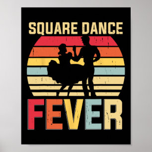 Square Dance Fever Cowboy Country Music Square Dan Poster