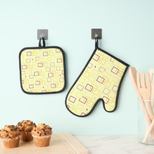 Square Dance Oven Mitt & Pot Holder Set