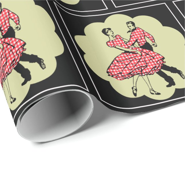 Square Dancers Country Dancers Wearing Red Check Wrapping Paper (Roll Corner)