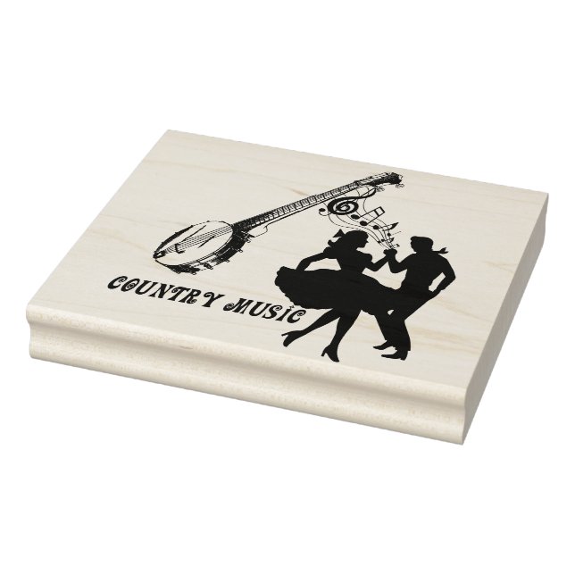 Square Dancers Country Music Banjo Art Rubber Stamp (Stamp)