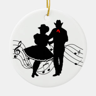 Square Dancing Ceramic Tree Decoration