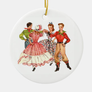 Square Dancing Ceramic Tree Decoration