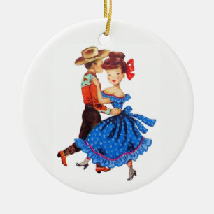Square Dancing Ceramic Tree Decoration